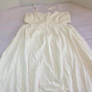 MAACIE Maternity Spaghetti Strap Smocked Boho Flowy A-Line Dress Sz: 2XL White